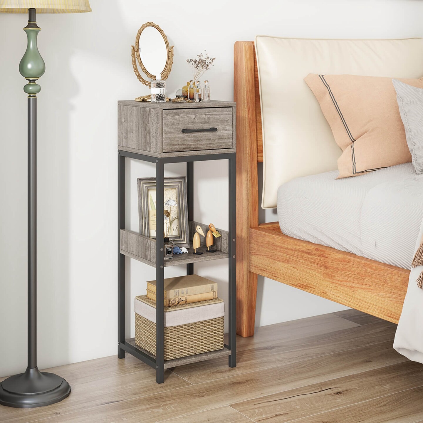 Costway 1/2 Pack 3 Tier Indoor Tall Plant Stand with Drawer Anti-tipping Devices Display Shelf