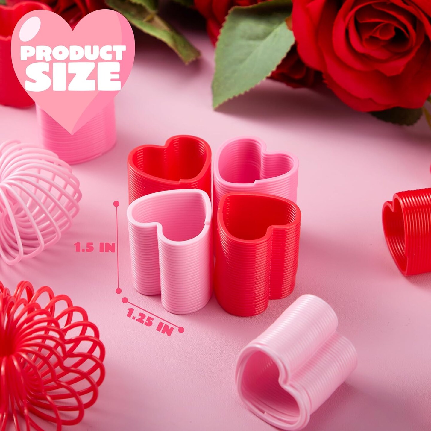 30 Packs Valentine’s Day Party Favors with Mini Springs Toys, Multi-Color Heart Coil Springs Toys, Stress Relief Fidget Toys for Kids Classroom Exchange, School Prize and Goodie Bag Stuffers
