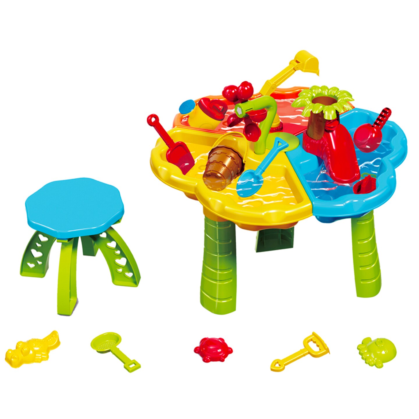 Trimate Toddler Sensory Sand and Water Table with chair | 3 in 1 Indoor & Outdoor Water and Sand Summer Beach Toys and Play Table for Kids | Backyard Sand and Water Table for 3-5 Year Old Boys and Girls