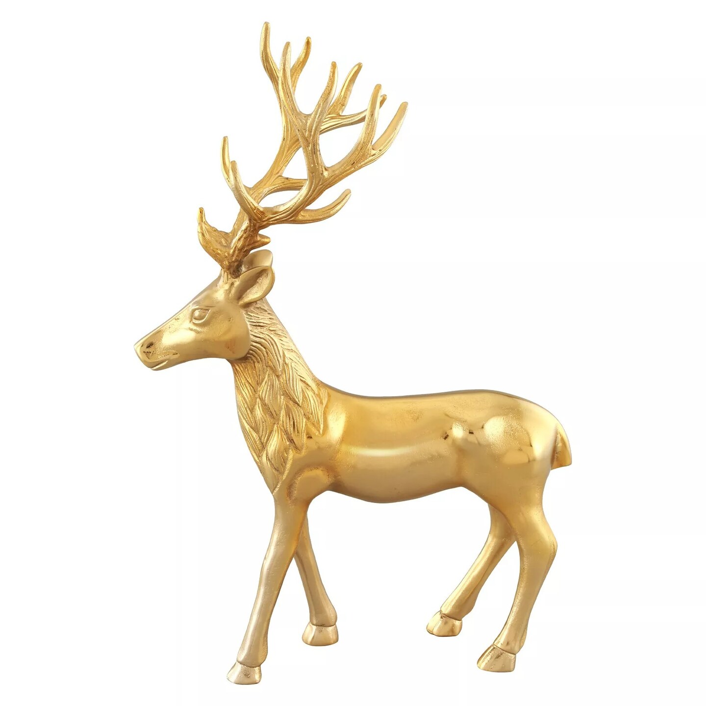 Standing Reindeer Statue Christmas Decoration Aluminum Deer Sculpture Indoors