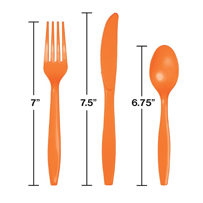Sunkissed Orange Assorted Plastic Cutlery (24/Pkg)