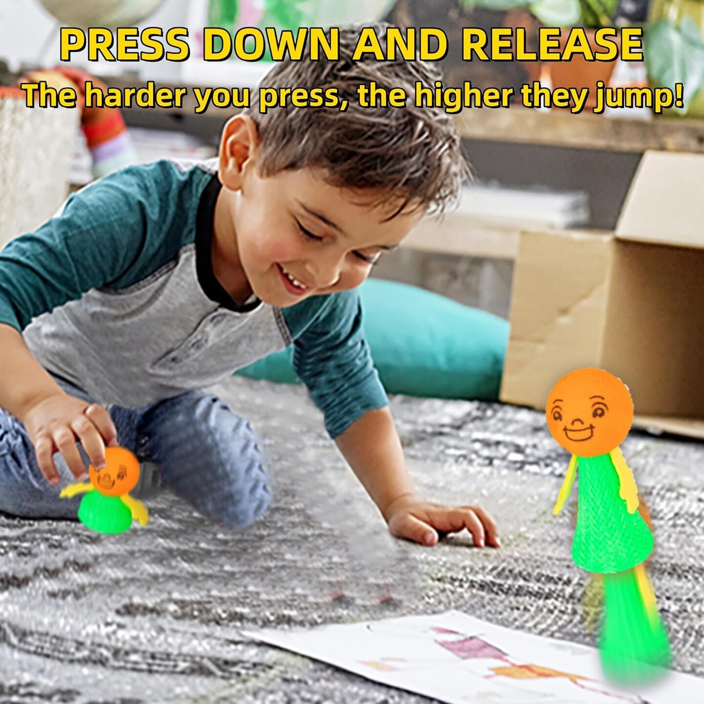 24Pcs Jumping Spring Rockets Launchers Toys-Fidget Emoticon Popper Toy Bouncy for Kids Toddlers Party Favors,Birthday Return Gifts,Valentines Day Gifts Goodie Bag Stuffers,Classroom Rewards Prizes