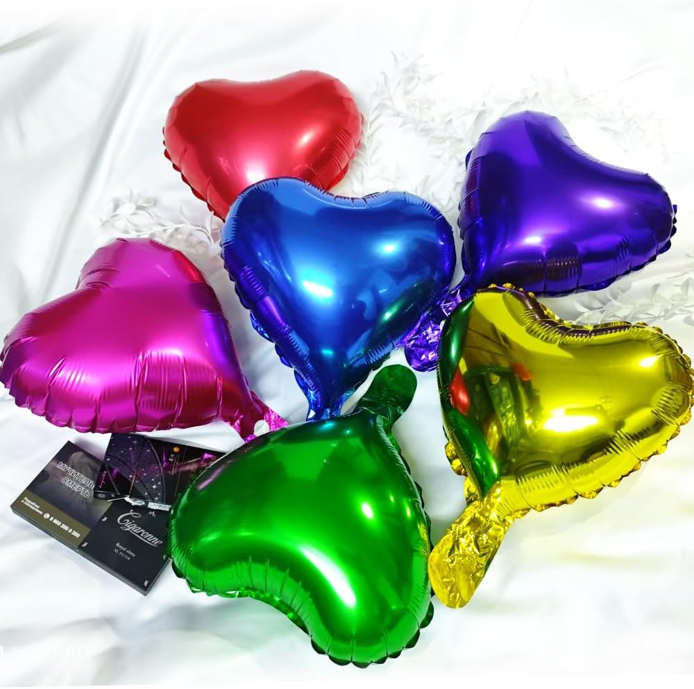 30-Pack 10in Small Heart Foil Balloons – Red, Gold, Green, Blue, Rose & Purple for Wedding, Party & Birthday Decor