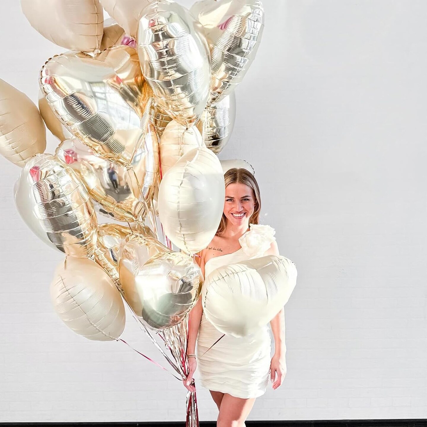 Champagne Gold Heart Balloons,12Pcs Light Gold Heart Shaped Foil Balloons,18Inch Gold Helium Mylar Balloon for Baby Shower Birthday Anniversary Wedding Party Decorations
