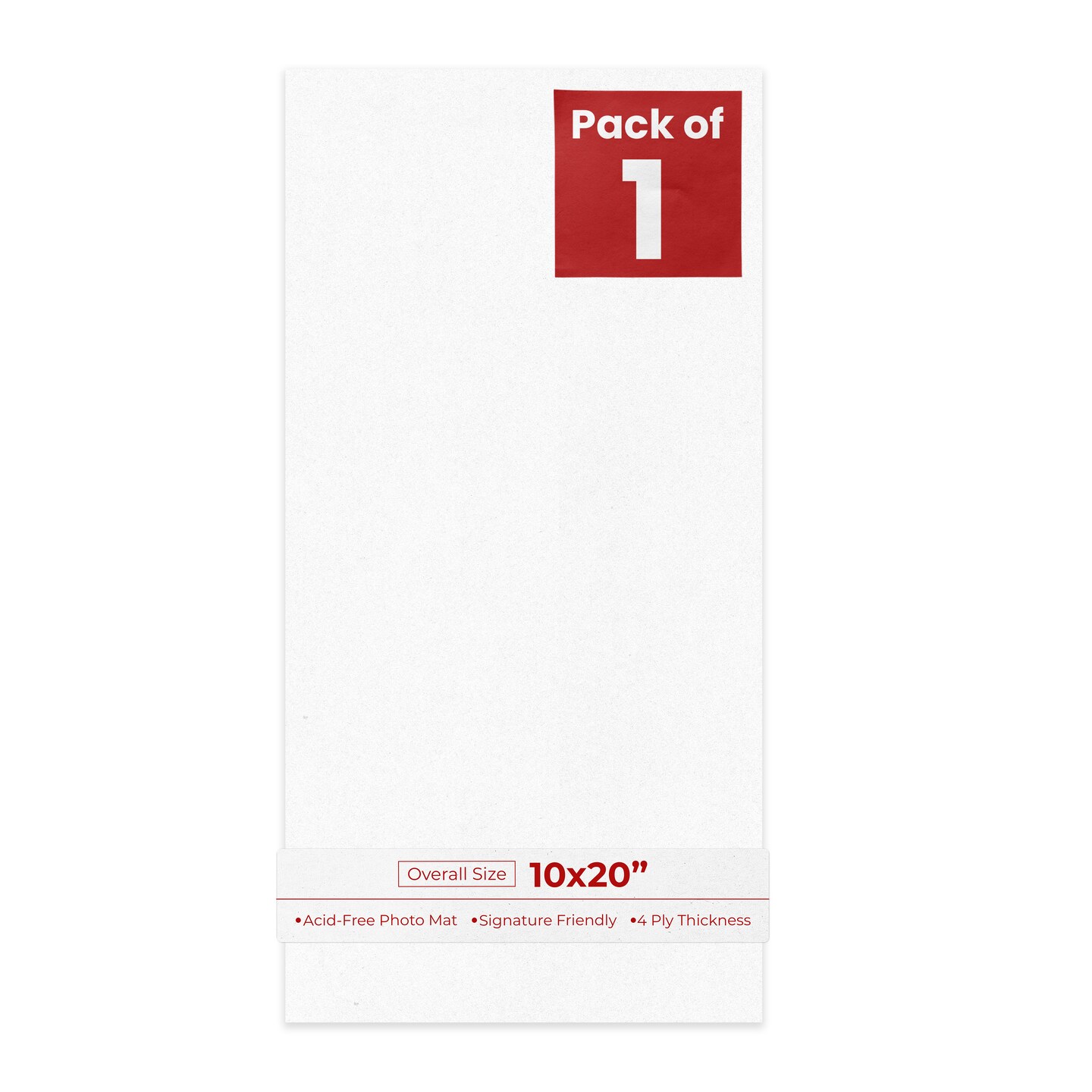 White with Black Core 10x20 Uncut Mat Board - Blank Sheets, No Opening