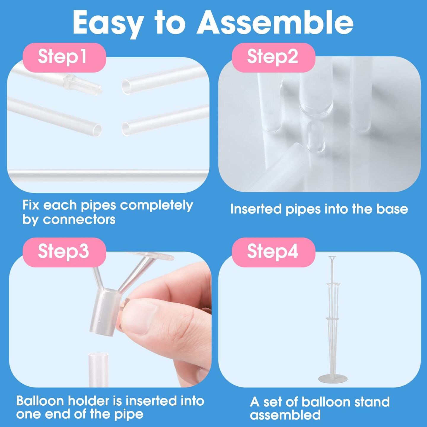 Voircoloria 4 Sets Balloon Stand Kits, Balloon Sticks Holder with Base for Table Graduation Birthday Baby Shower Gender Reveal Party Decorations