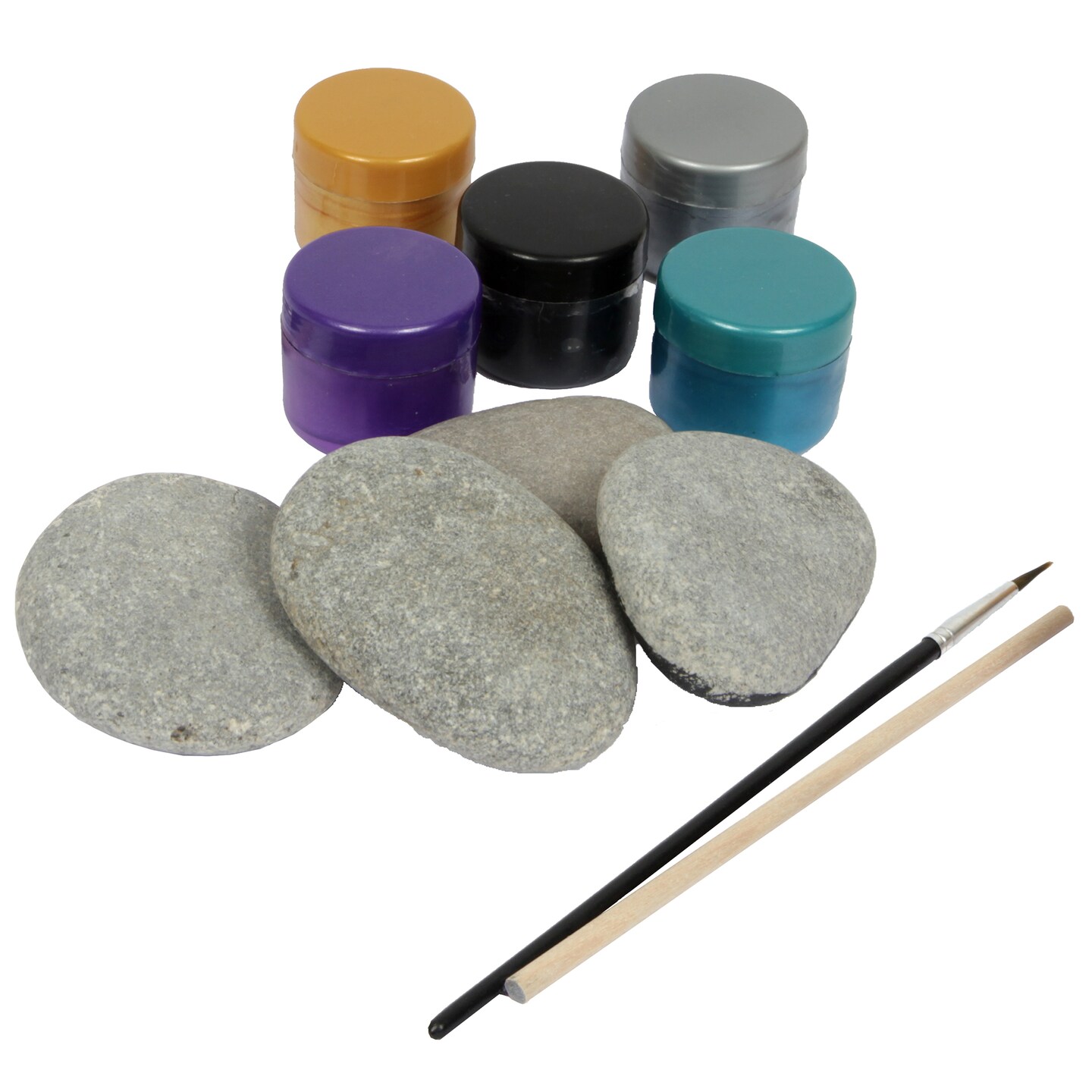 Metallic Rock Painting Box Set - DIY Rock Painting for Adults - Rocks, Brush, Paint Included - Mandala Stone Artist - Create Rock Artwork at Home - Arts and Craft for Adults - Adult Hobbies