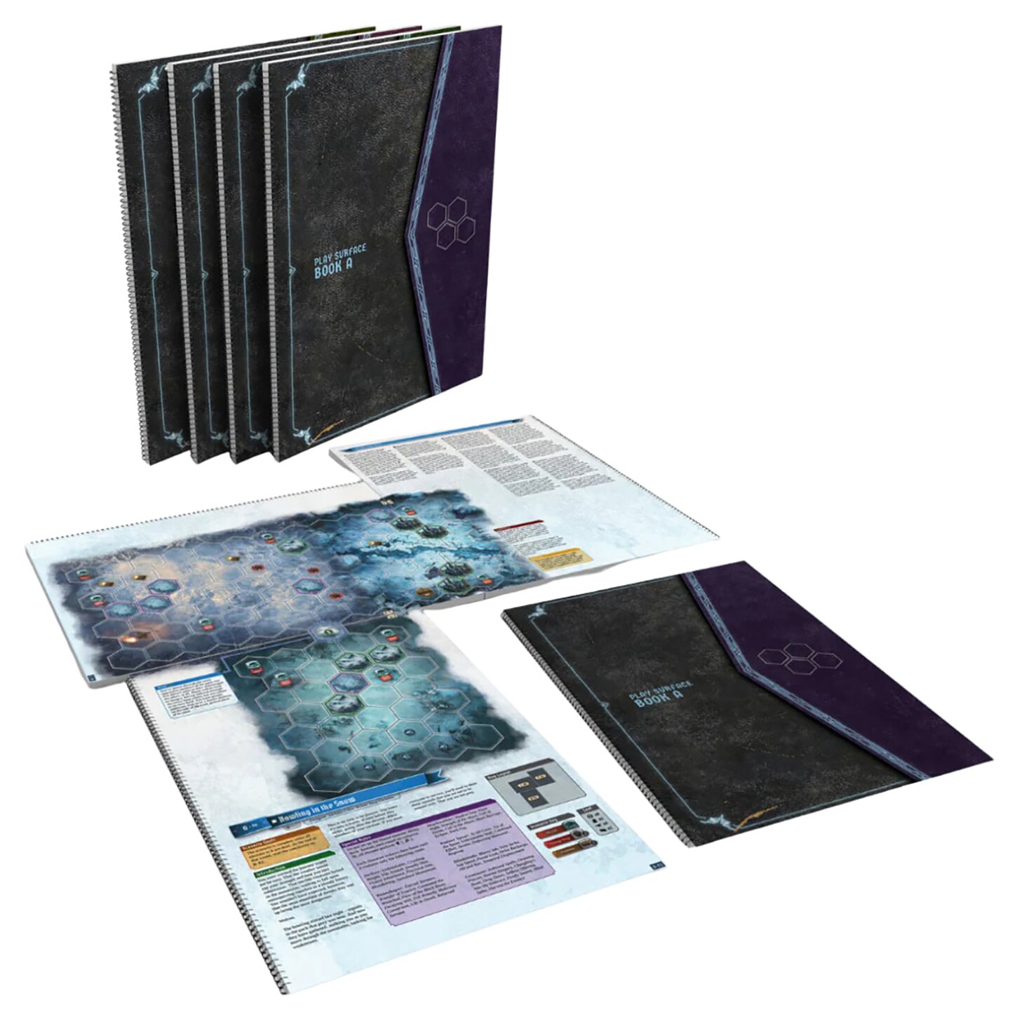 Frosthaven: Play Surface Books - Set of 4 - Strategy Board Game Accessory, Narrative Text &#x26; Rules For Frosthaven Scenarios