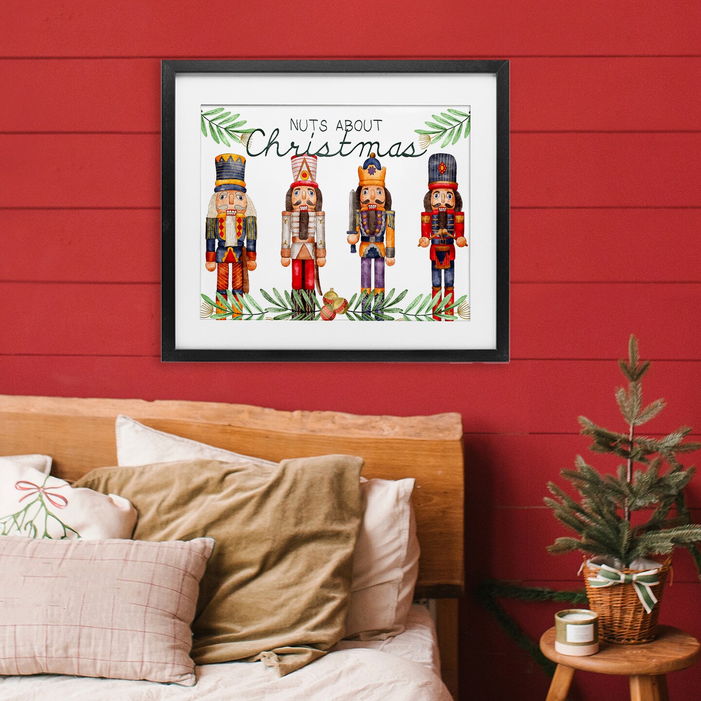 Stupell Industries Nuts About Christmas Nutcrackers Framed Print Under Glass, design by Kim Allen
