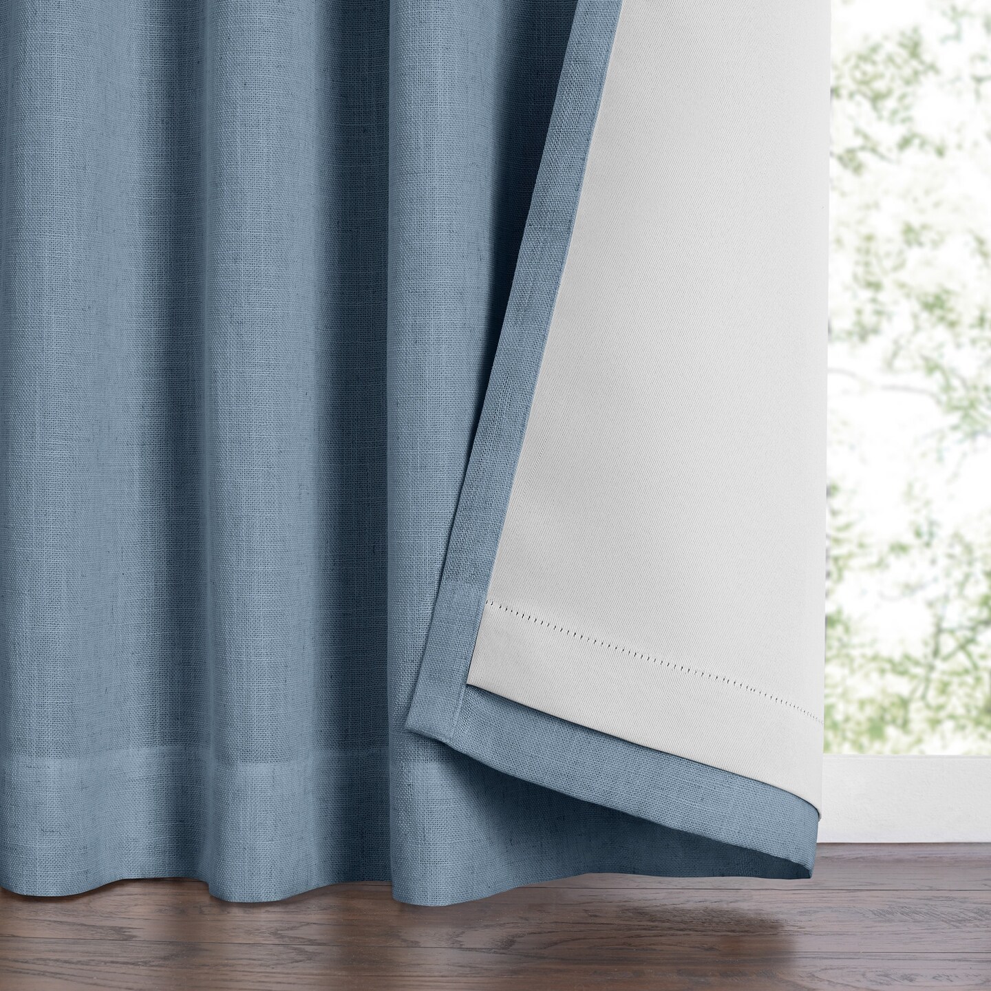 Threadmade Home Harrow Solid Texture Blackout Window Curtain Panel, Blue - 52"W x 108"L