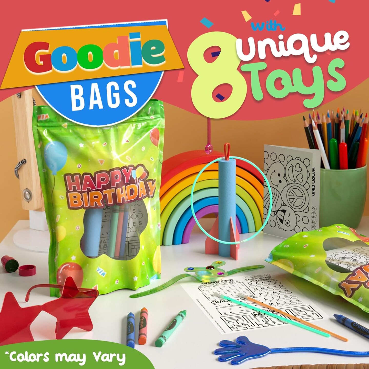 Premade Kids Birthday Party Favor Bags – 10 Pack Pre-Filled Goodie Bags with Fidget Toys & Small Toys, Fun Party Favors for Boys & Girls, Ready-to-Gift Treat Bags for Birthday Parties, Classroom Events & Celebrations