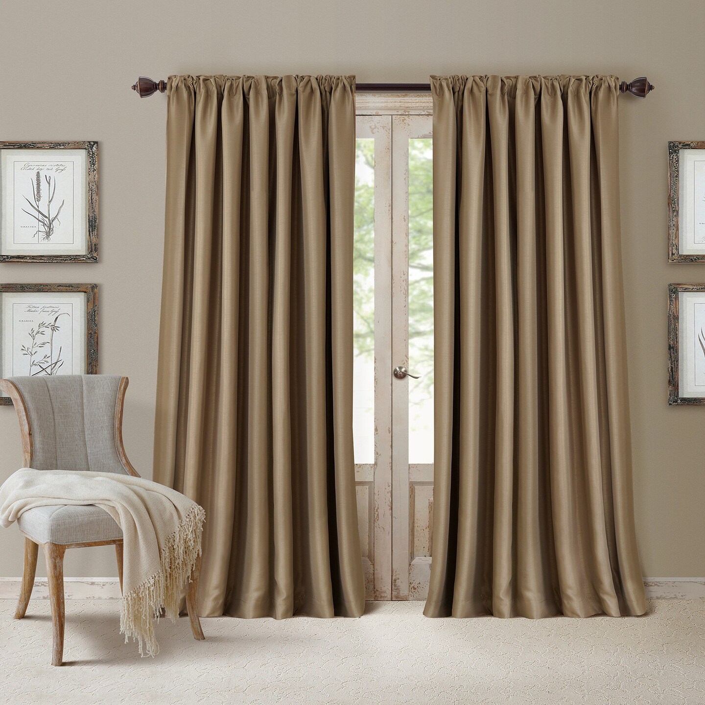 Threadmade Home All Seasons Blackout Window Curtain, Antique Gold - 52"W x 95"L