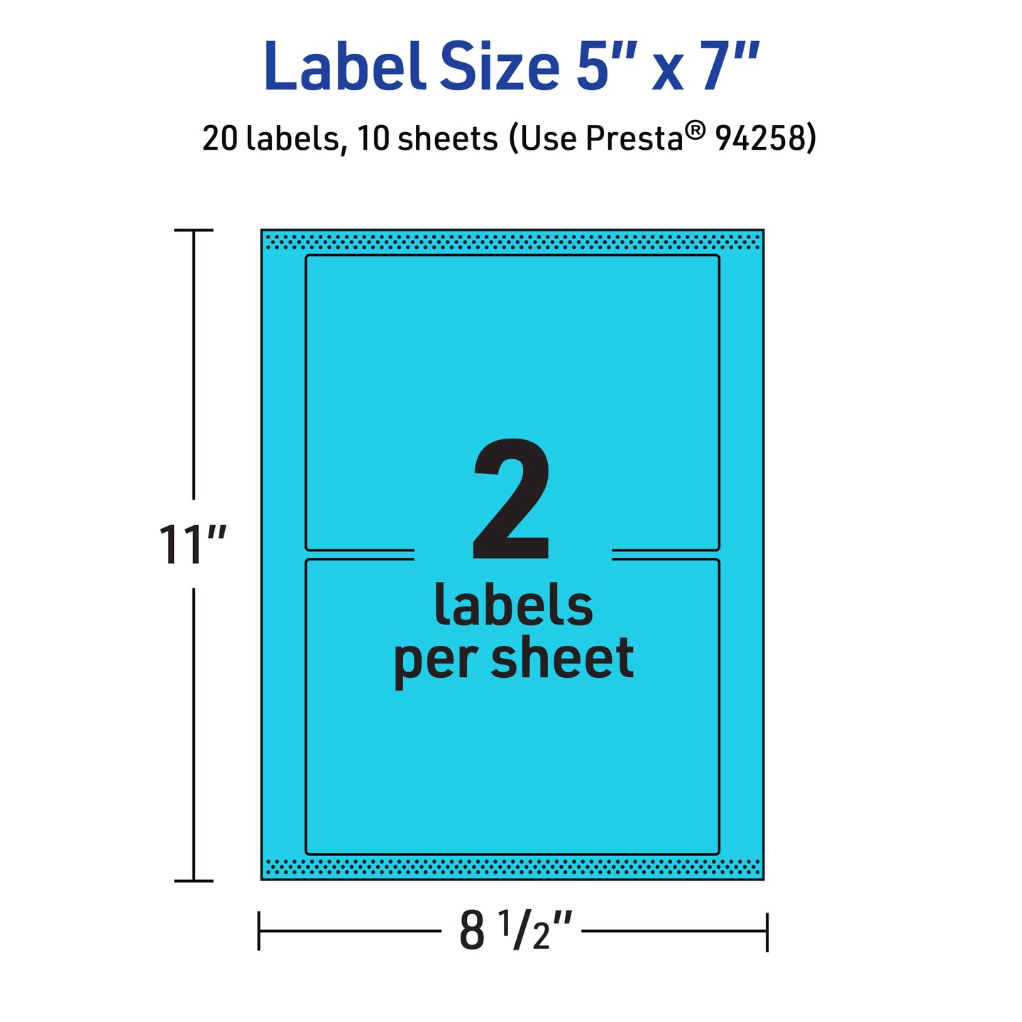 Avery Bright Blue Paper Labels, 5&#x22; x 7&#x22; Rectangle