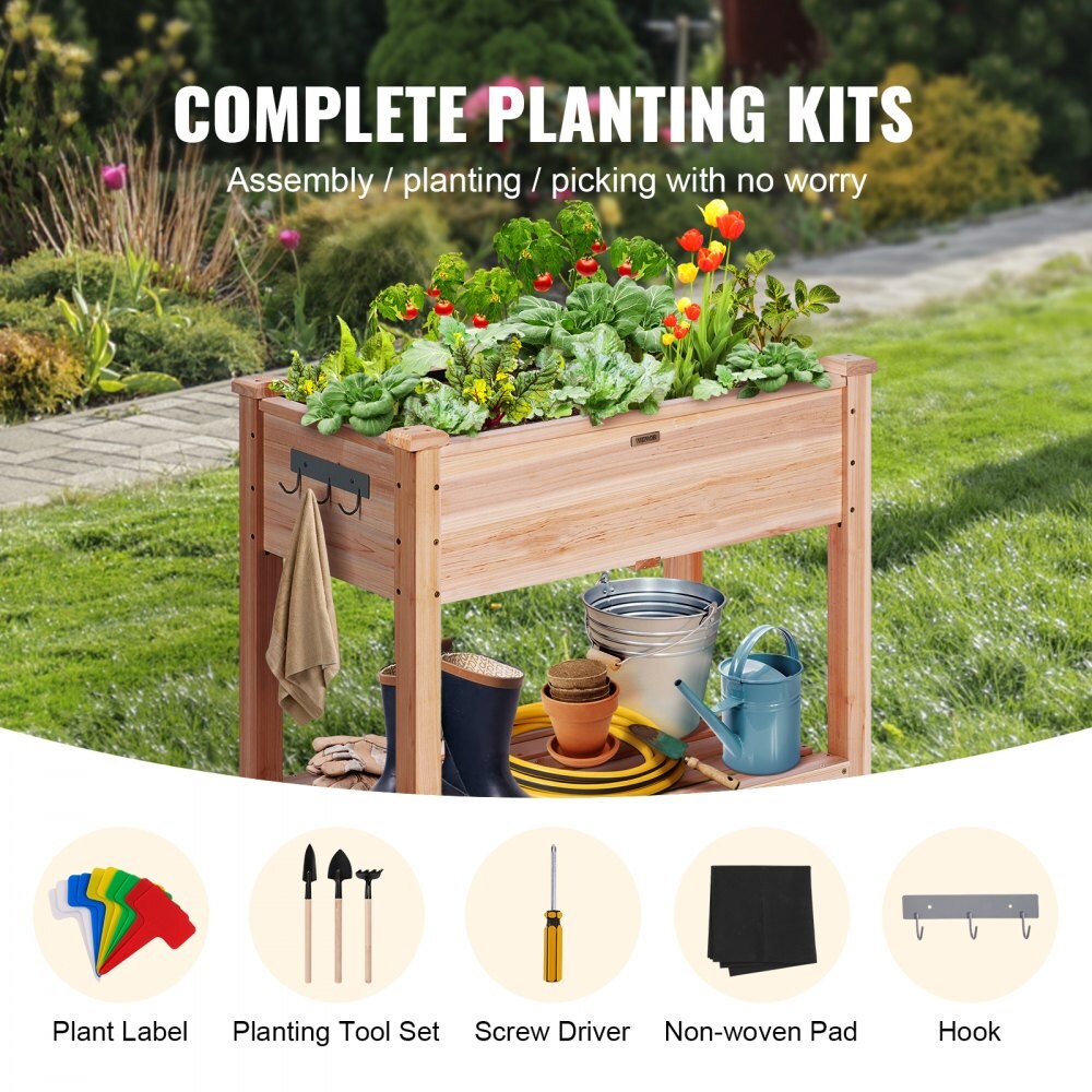 Wooden Raised Planter Box with Legs for Flowers, Herbs, and Vegetables