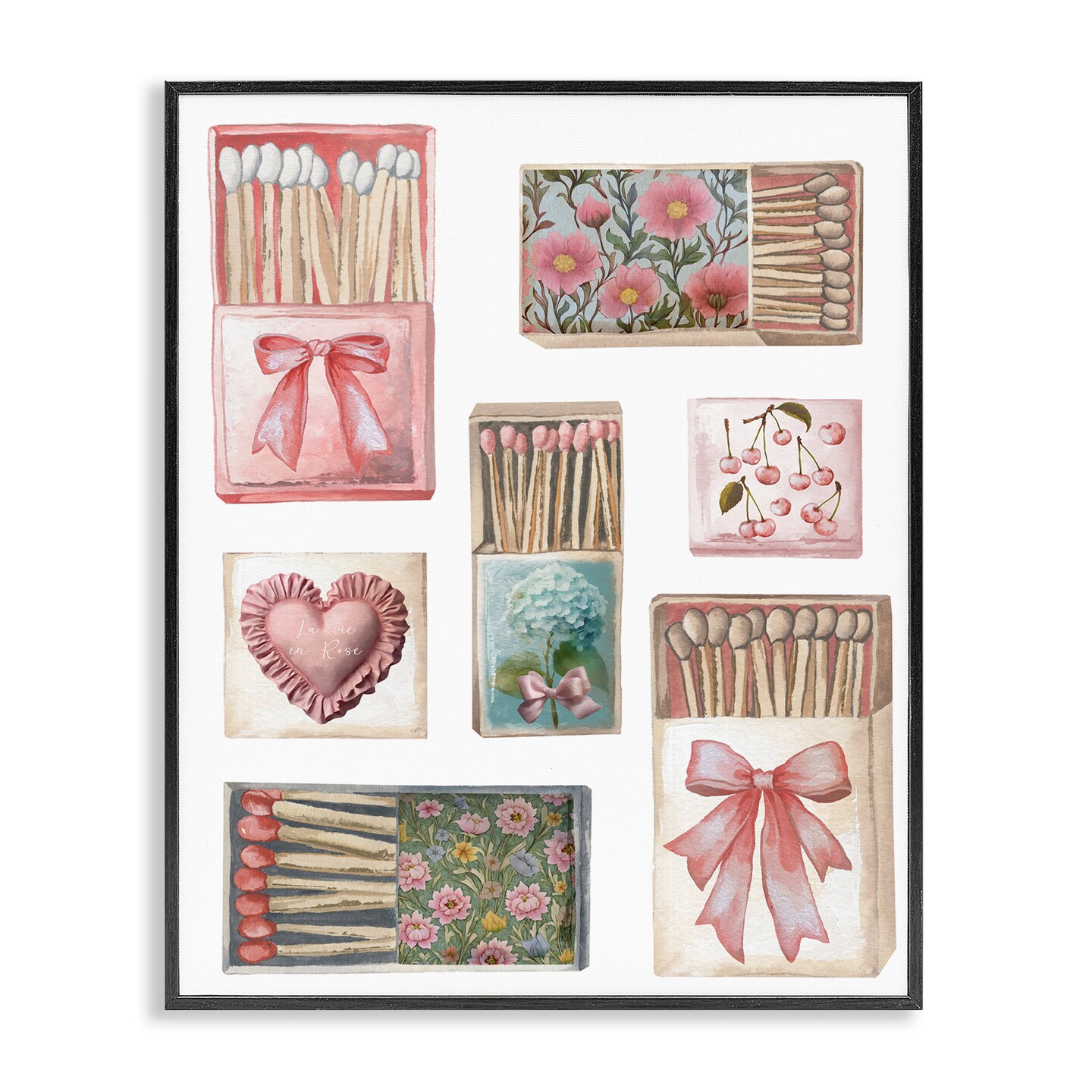 Stupell Industries Vintage Feminine Matchbooks Framed Giclee, design by Elizabeth Medley