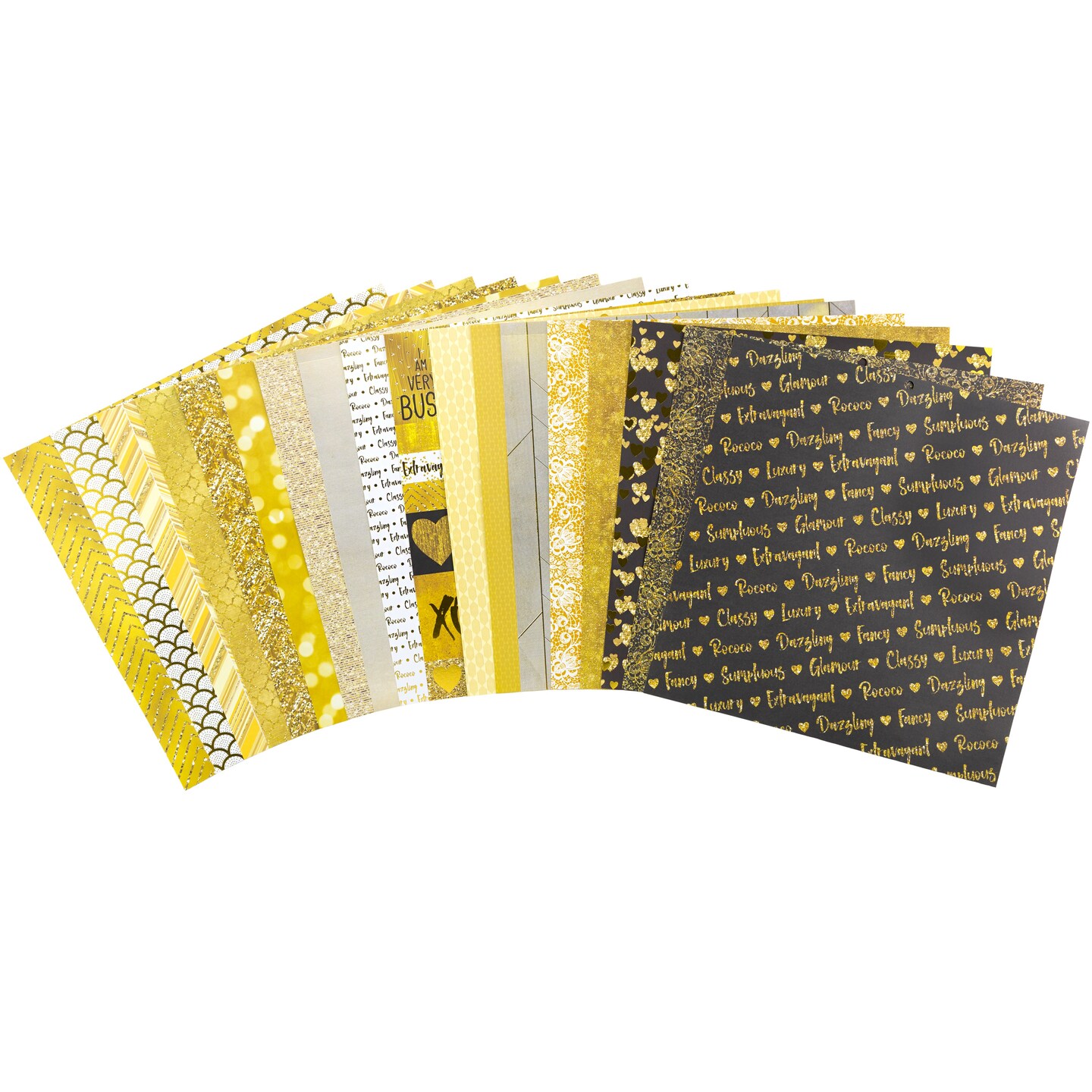 DCWV Double-Sided Cardstock Stack 12"X12" 36/Pkg-Solid Gold, 18 Designs/2 Each