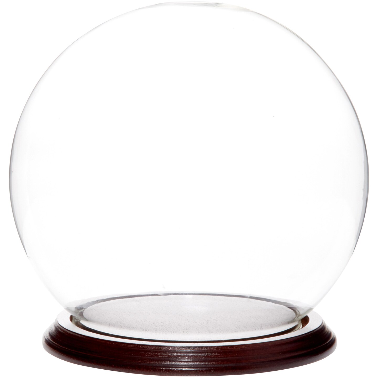 Plymor 7.5" x 8.5" Glass Display Dome Globe Cloche (Dark Mahogany Veneer Base)
