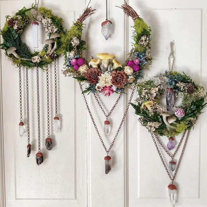 3pcs Grapevine Wreath Rings Moon Shape Rattan Vine Branch Wreath Grapevine Garland Decoration for DIY Craft Easter Wedding Party Decors