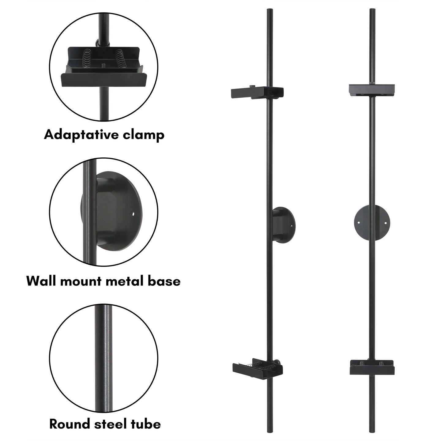 Americanflat Picture Frame Stand - Wall Mounted Frame Stand - Artwork and Photo Easel with Adaptive Clamps for Different Frame Profiles - Black