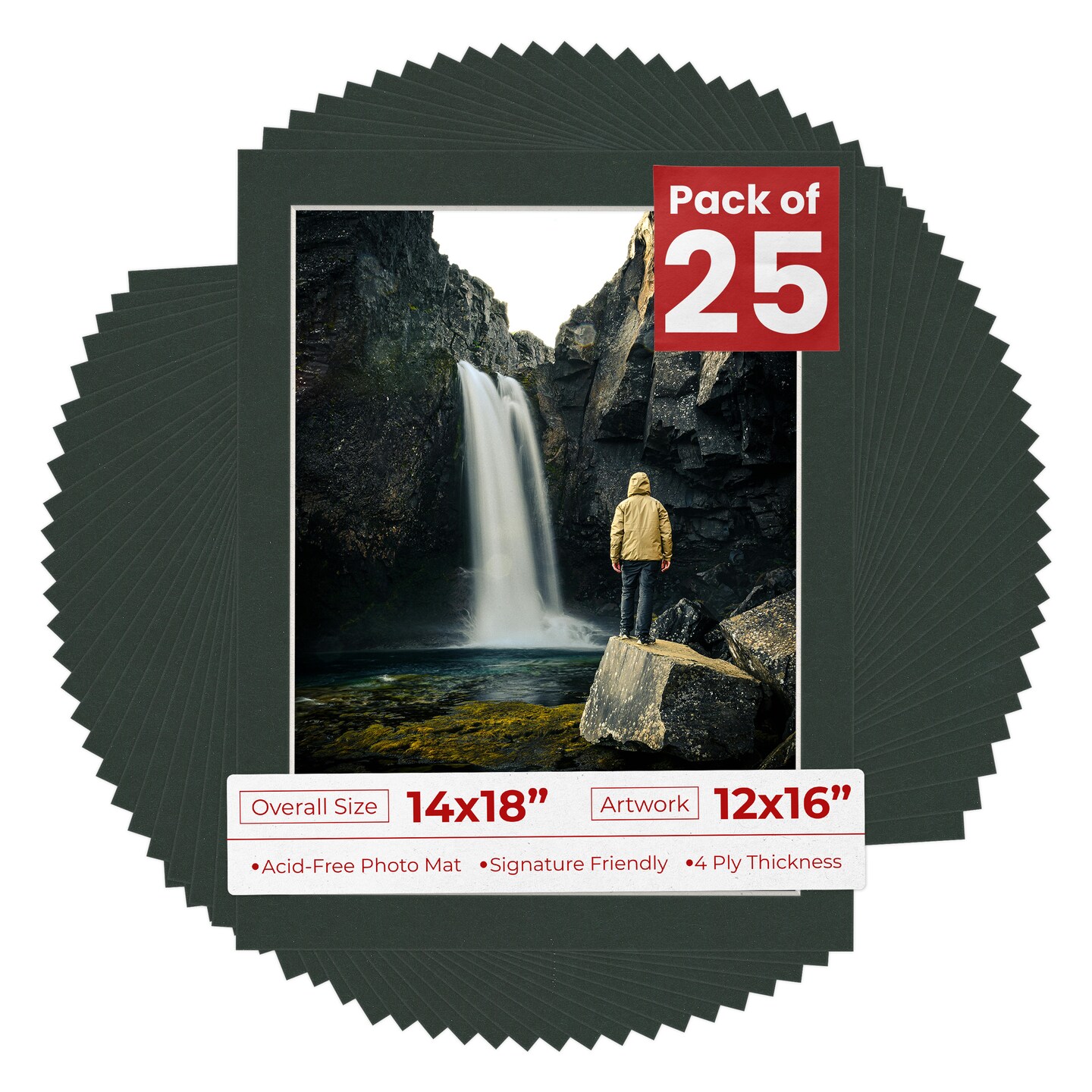Black Mat Board for 14x18 Frames - Fits 12x16 Photos, Color: Black ...