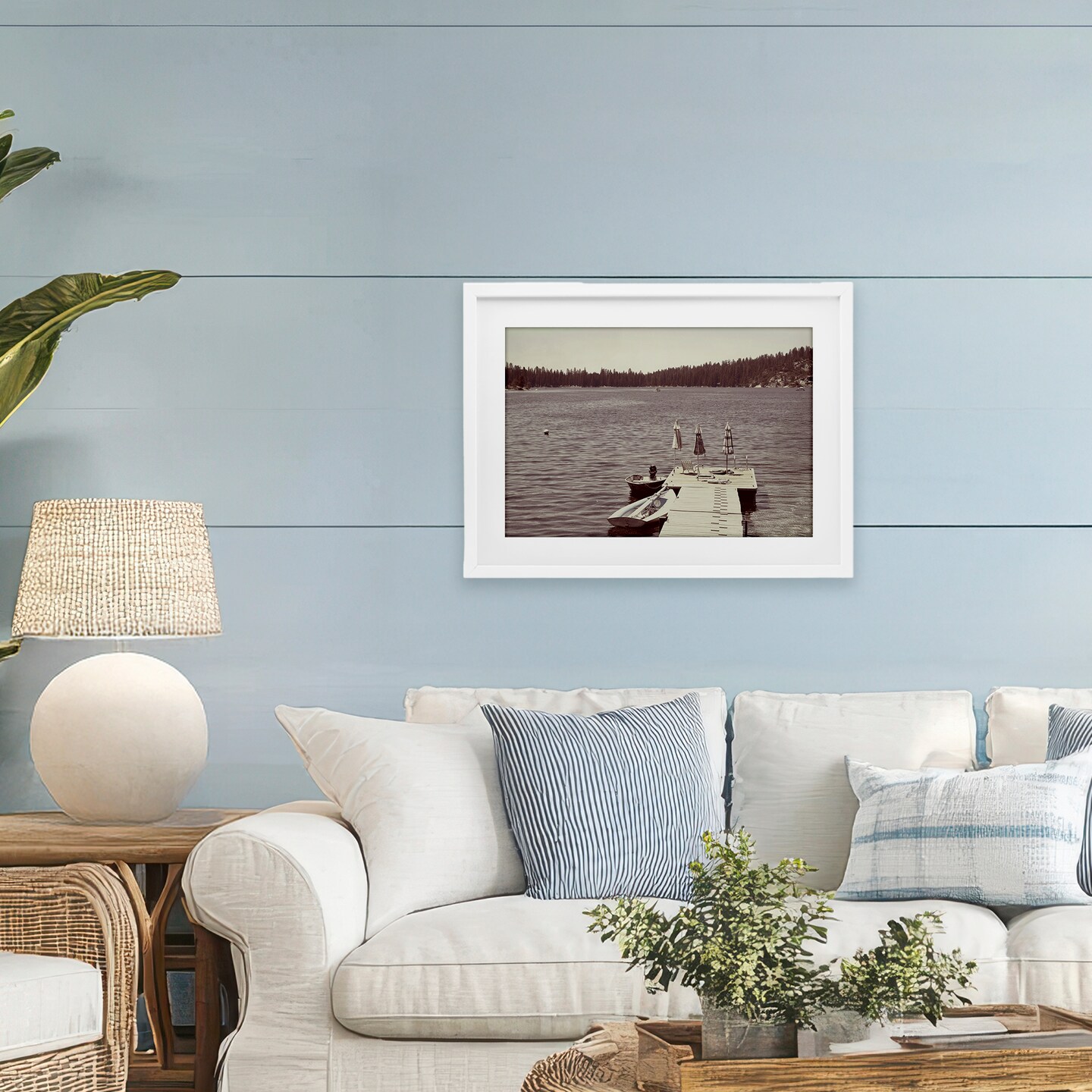 Stupell Industries Vintage Lake Life Dock Framed Print Under Glass, design by Gemma Bardot