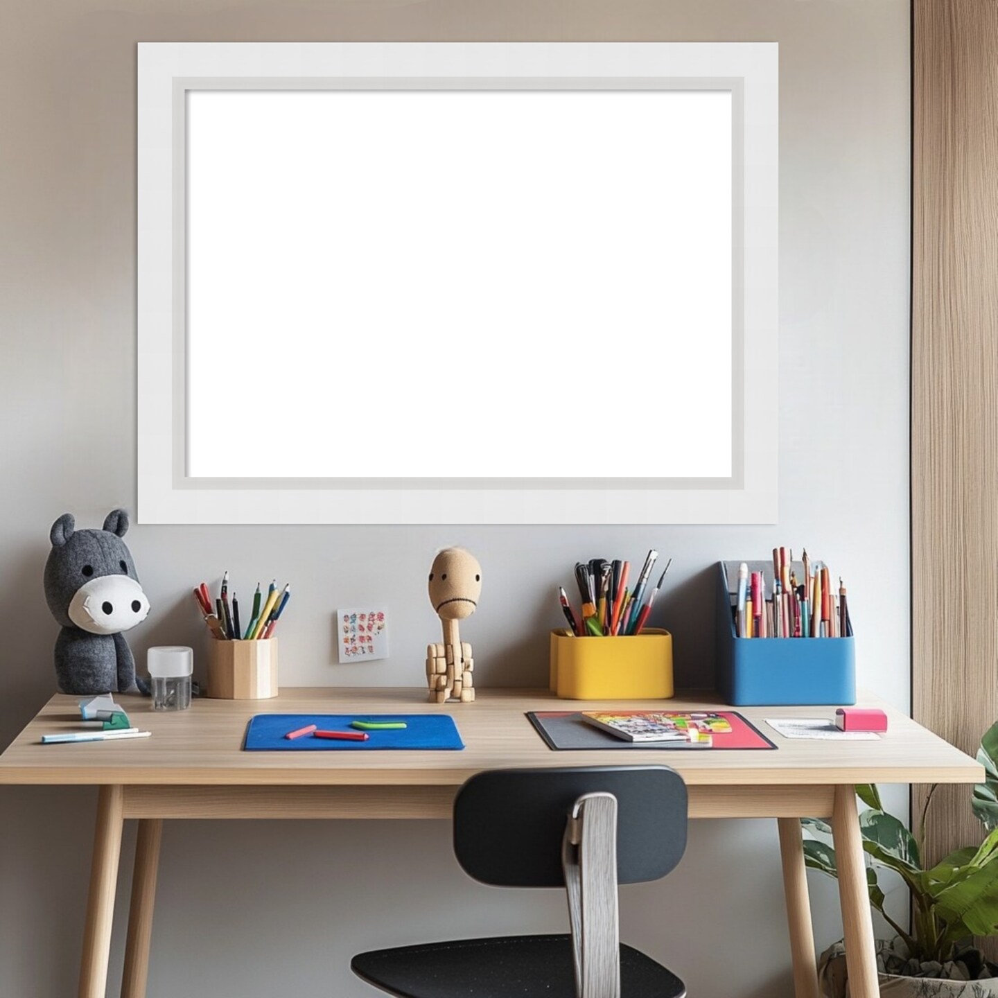Blanco White Framed Dry Erase Magnetic Board