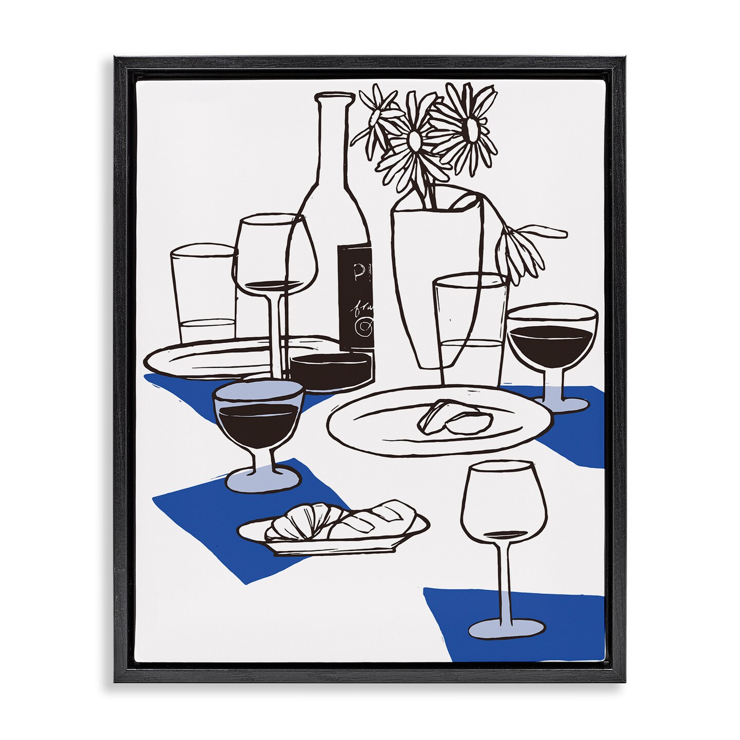 Stupell Industries Wine & Bread Table Setting Floating Frame, design by Hannah Beisang
