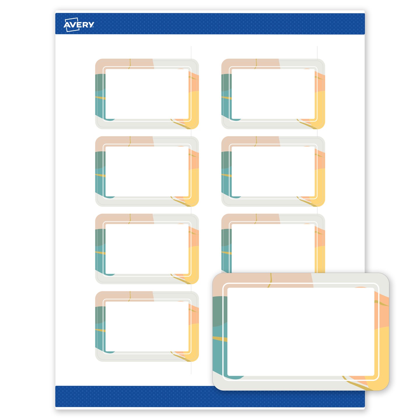 Avery Printable Rectangle Labels with Sure Feed Technology, 2" x 3", Pre-printed Color Block with Metallic Gold Veins Design, Matte White, Laser & Inkjet Compatible, 80 Total