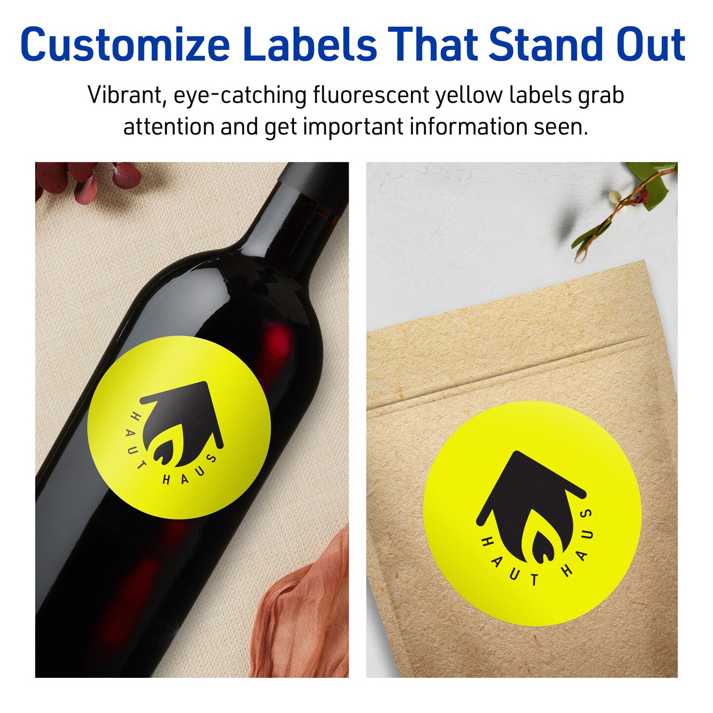 Avery Neon Yellow Paper Labels, 3.5&#x22; Diameter Round