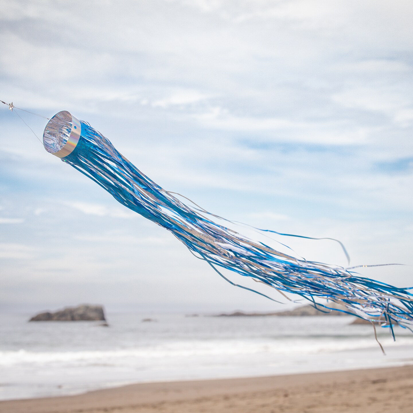 In the Breeze 9063 - Cobalt Blue Mylar Windsock - Holographic Windsock - Decorative and Humane Bird and Pest Deterrent