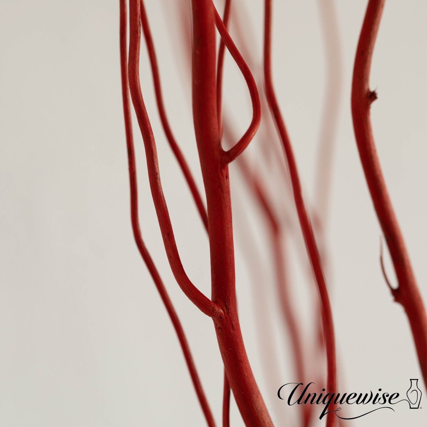 Uniquewise 12pc 59&#x22; Natural Dried Willow Twigs - Ideal Sticks for DIY Crafts Decorative Stems Floral Arrangements Floor Vase Fillers Wedding Centerpieces Event Decorations and Home D&#xE9;cor Accents, Red