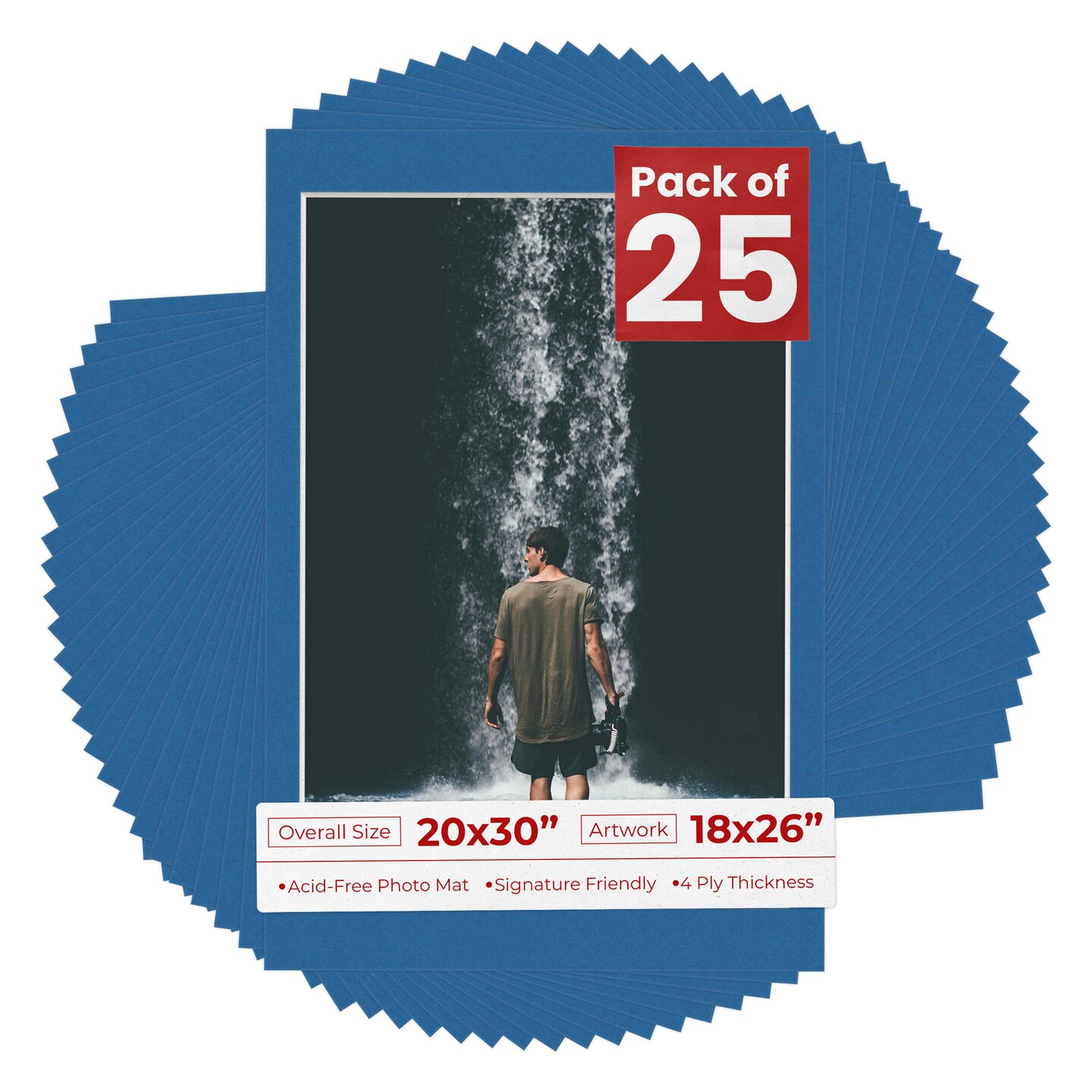 Royal Blue Mat Board for 20x30 Frames - Fits 18x26 Photos, Color: Blue ...