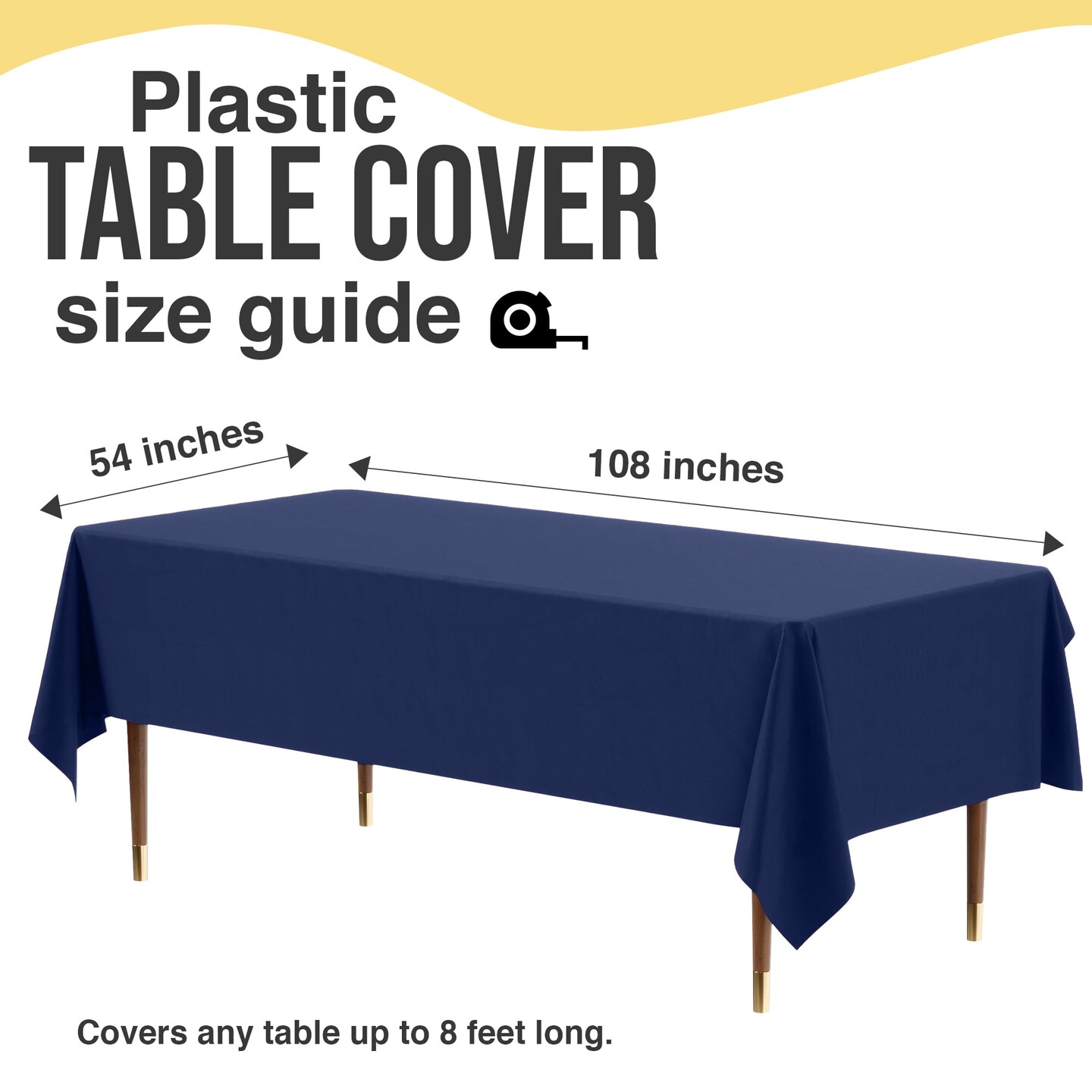Exquisite 12-Pack Premium Plastic Tablecloth 54in. x 108in. Rectangle Plastic Table Cover