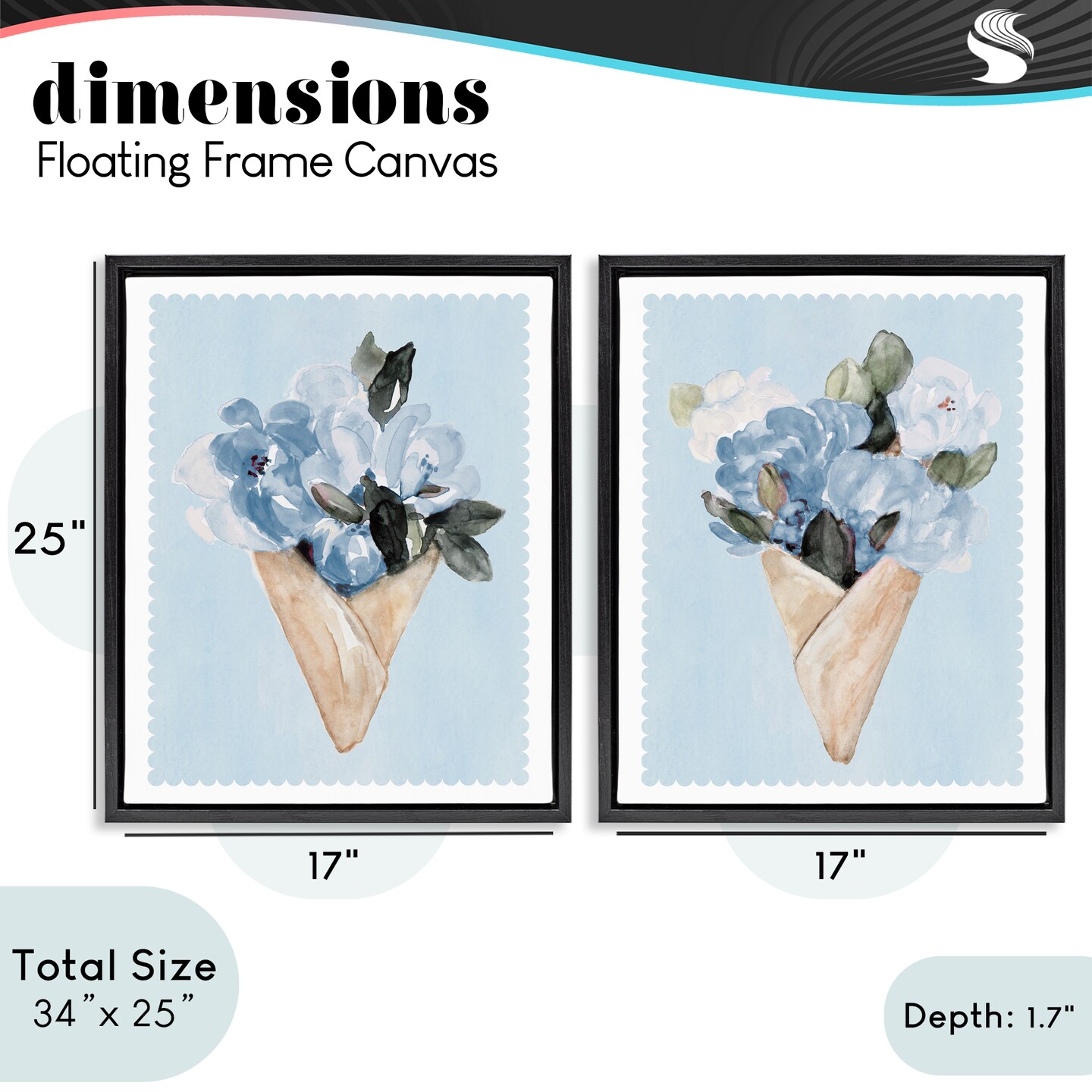 Stupell Industries Blue Flower Gift Bouquets 2pc Floating Frame Set, design by Lanie Loreth