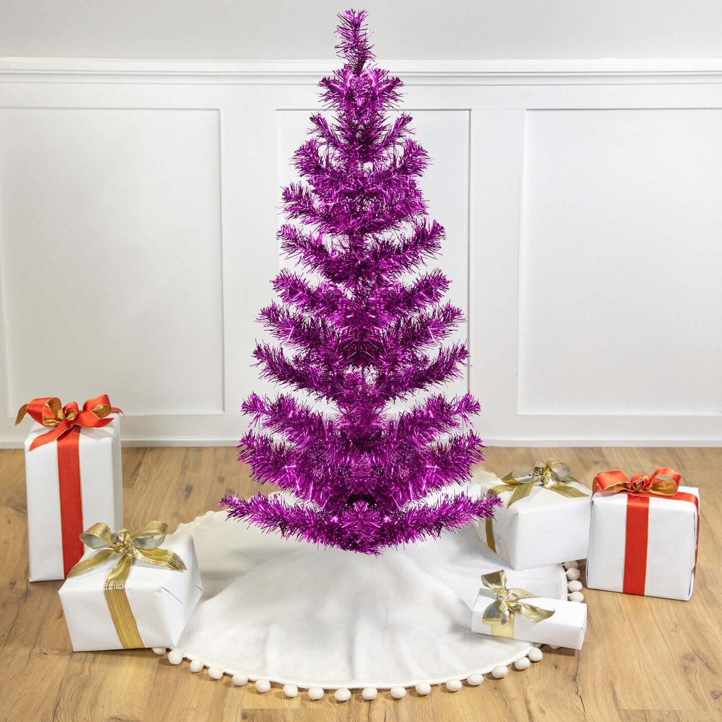 Northlight Artificial Tinsel Christmas Tree - 3' - Purple - Unlit