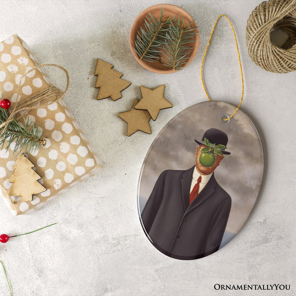 Ren&#xE9; Magritte The Son of Man Ornament, Vintage Surrealism Painting Christmas Decor