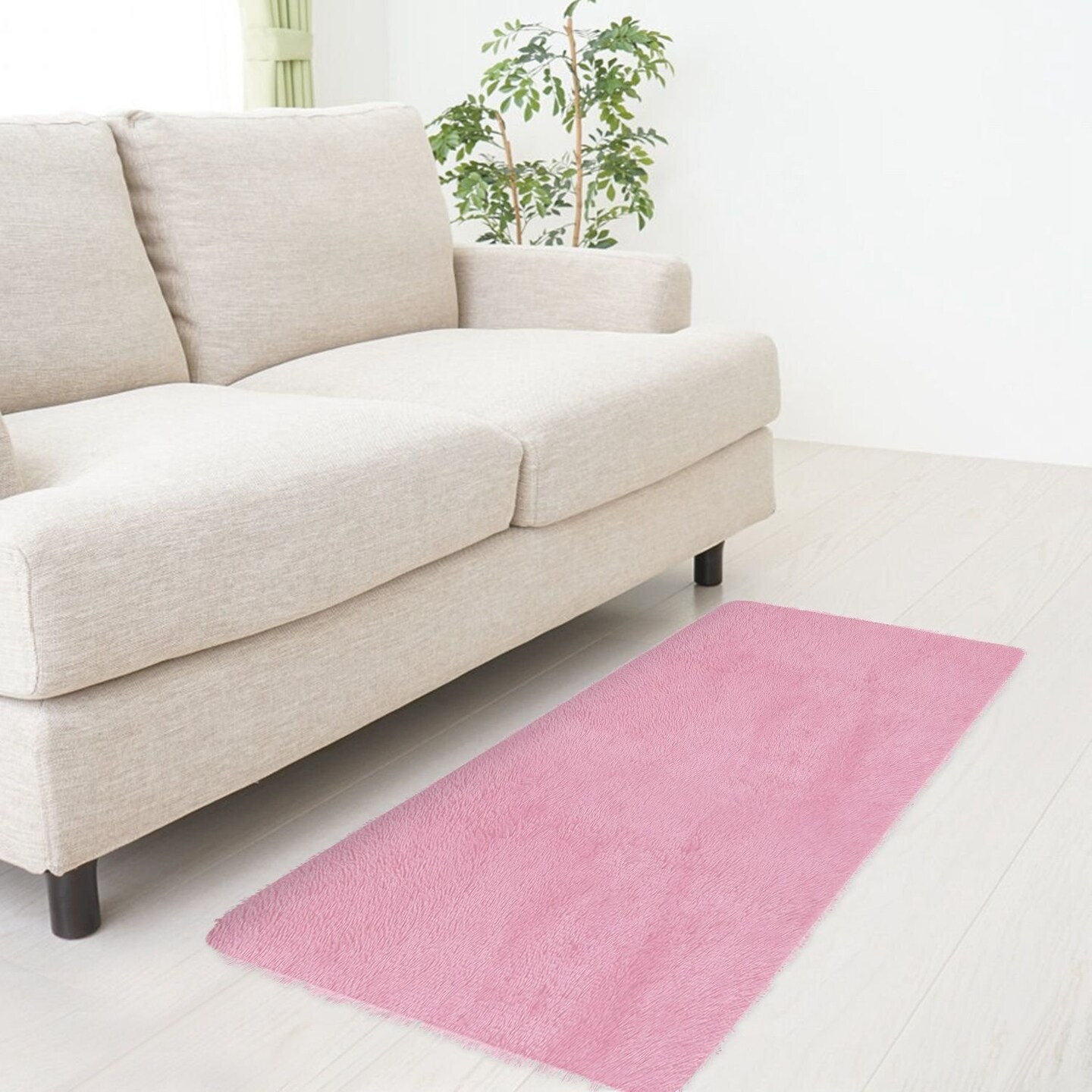 Edge Collections - 3.9&#x27; x 2.6&#x27; - Pink - Fluffy Bedroom Rug Anti-Skid Shaggy Area Rug - 1 Piece