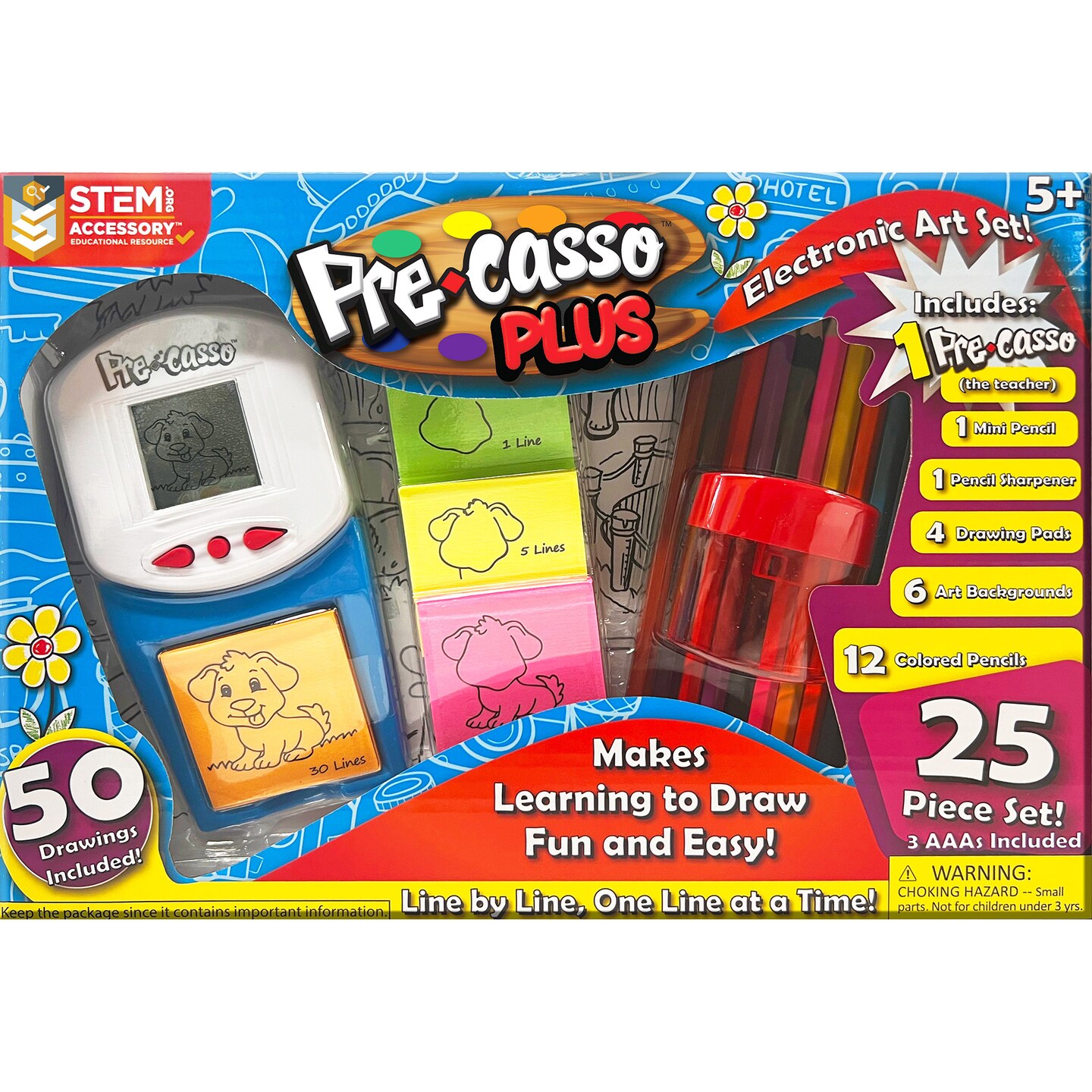 Top Secret Toys: PreCasso Plus: Electronic Art Set - 25-Piece, 50 Drawings Included, STEM, LCD Art, Line By Line Learning, Kids Ages 5+