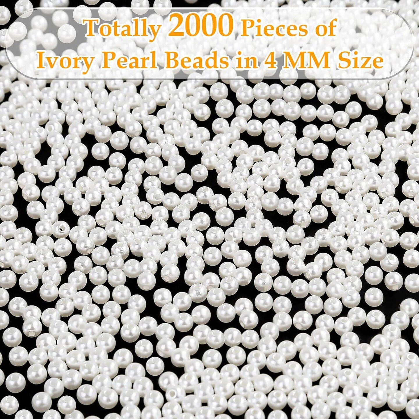Pearl Beads for Craft, Anezus 2000pcs Ivory Faux Fake Pearls, 4 MM Small Sew on Pearl Beads with holes for Jewelry Making, Bracelets, Necklaces, Hairs, Crafts, Decoration and Vase Filler