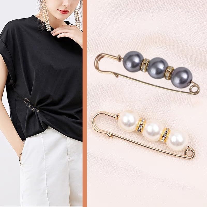 12 Pieces Pearl Brooch Pins, Safety Pin for Women Girls Clothing Dresses Jeans,Sweater Shawl Clips Pearl Brooches