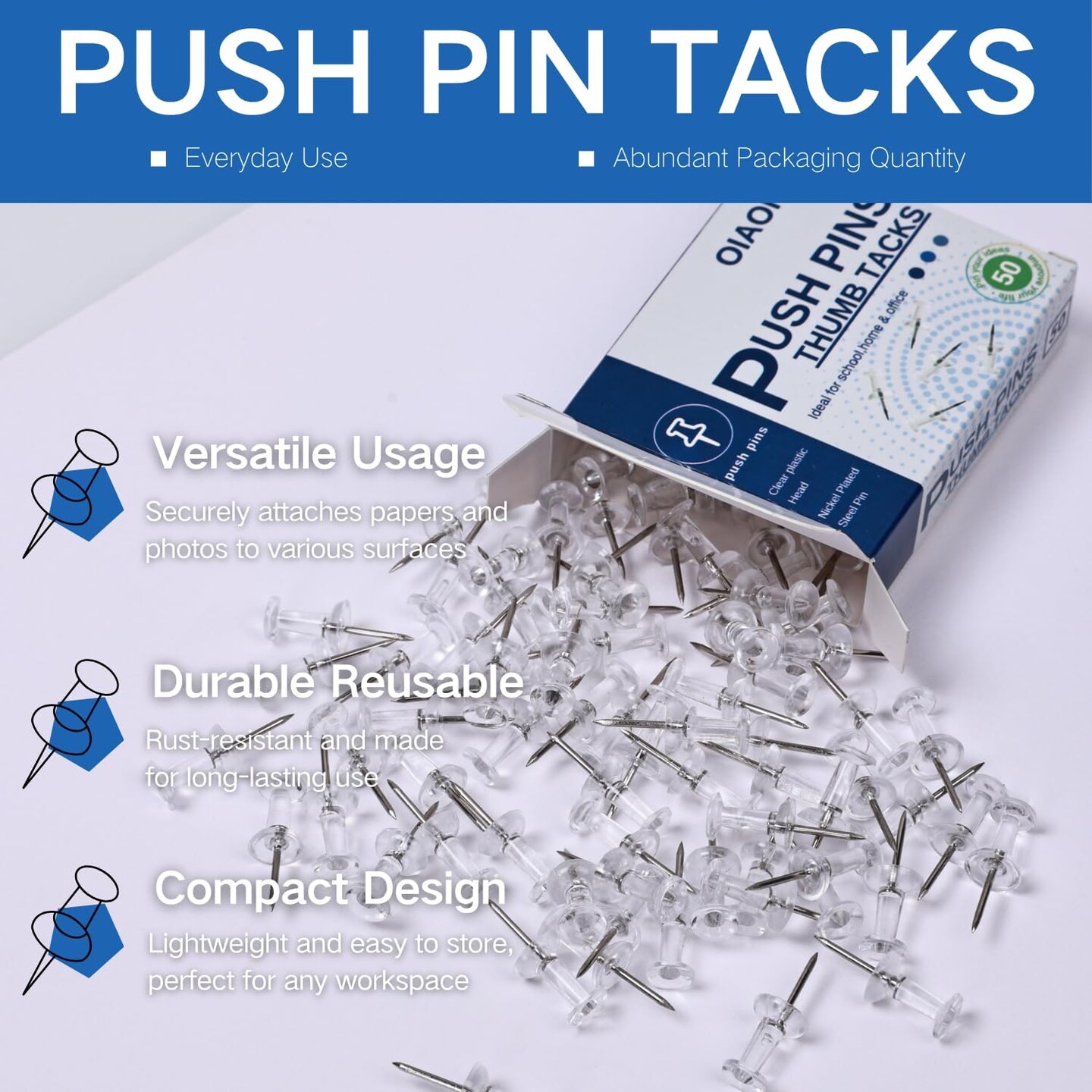 300 pcs clear push pins thumbtacks for bulletin boards and walls