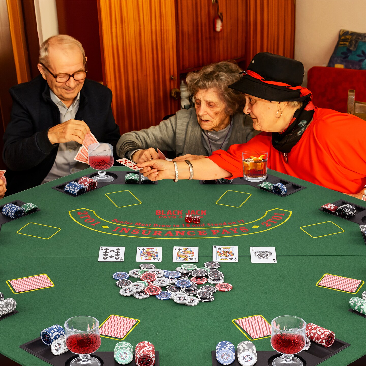 Felt Folding Portable Poker Table Top with Cup Holders and Chip Trays