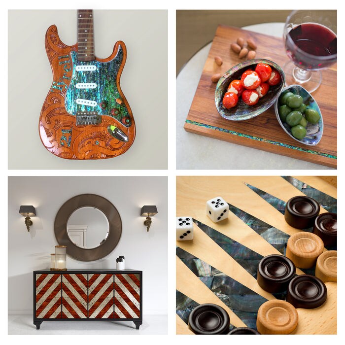 Shell Veneer, 5.5 x 9.5 inches | WMOP, BMOP, Abalone | Includes 3M Adhesive Sheet for Application, Great for Inlay Projects