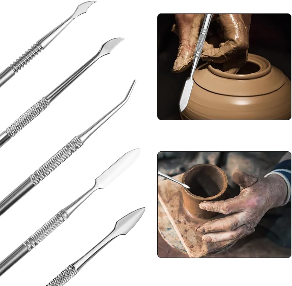 10-Piece Stainless Steel Clay Sculpting Tool Set – Double-Sided Modeling & Wax Carving Tools
