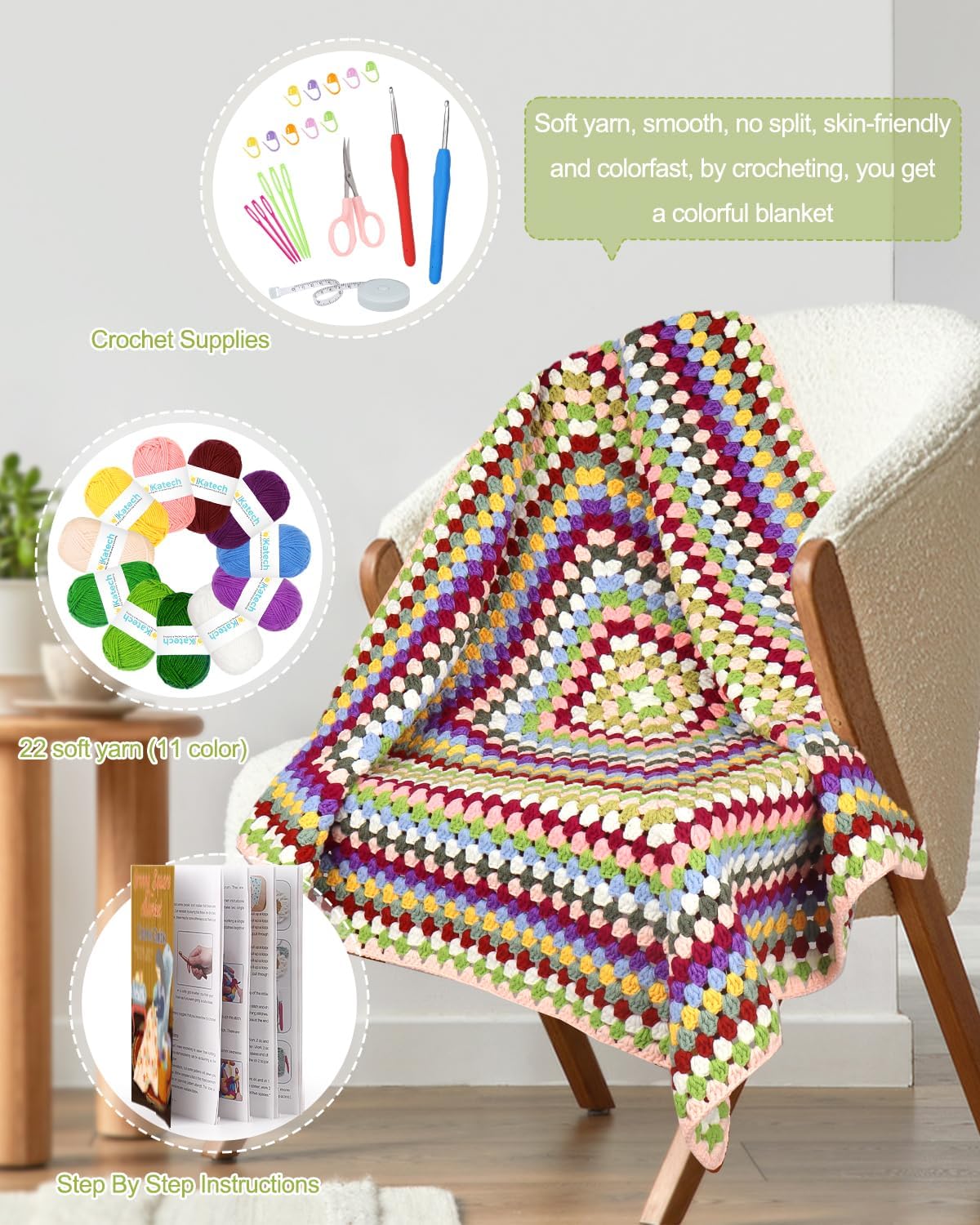 Crochet Granny Squares Blanket Kit