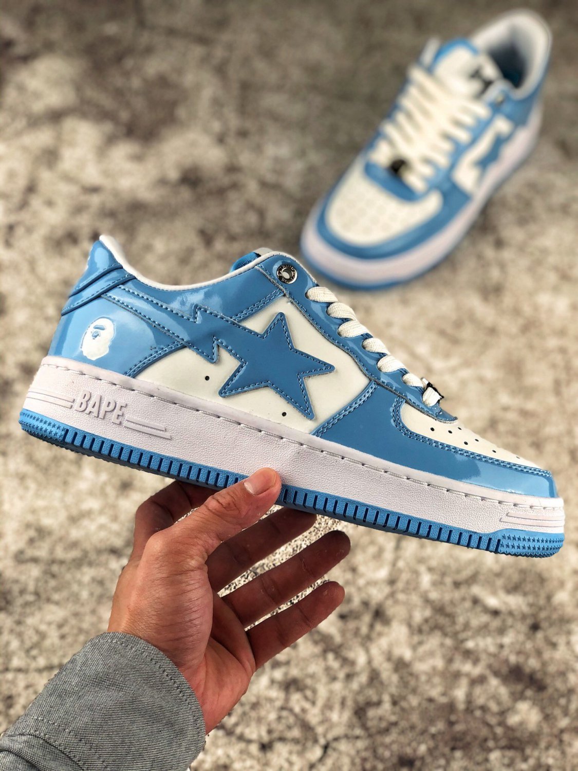 A Bathing Ape Bape Sta Patent Leather Blue White | MakerPlace by