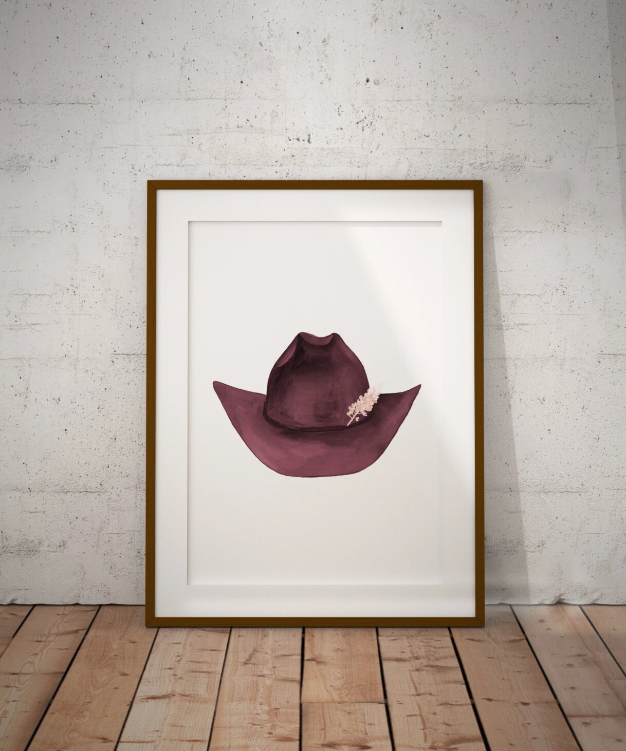 Watercolor Maroon Cowgirl Hat Art Print, Western Wall Art, Berry Cowgirl Hat Print, Western Cowboy Hat, Texas Home Decor, Country Home Decor product 7