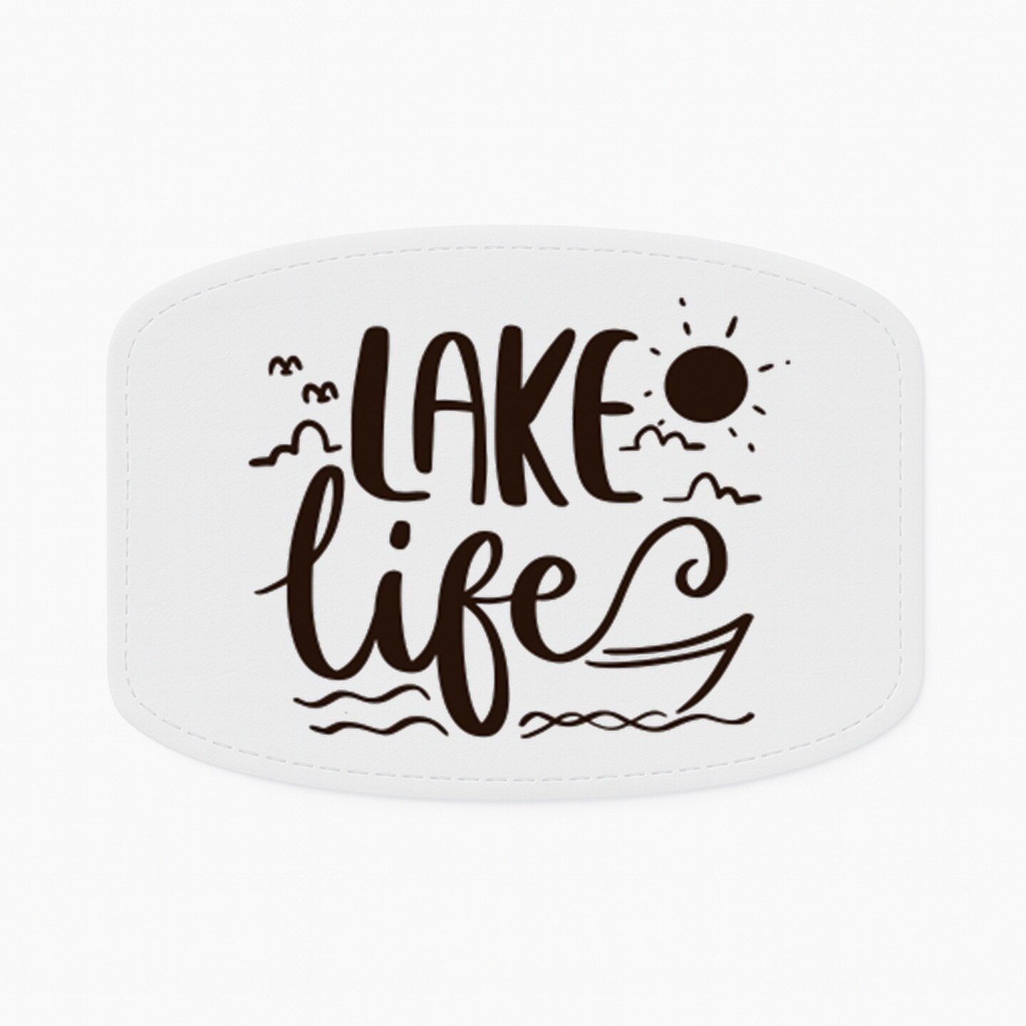 Engravable Leather Patch Blanks for Hats, Jackets & Bags – Laserable Faux Leather Patches with Adhesive & Stitch – Leatherette Apparel Patches (Round Rectangle, 5 Pack)