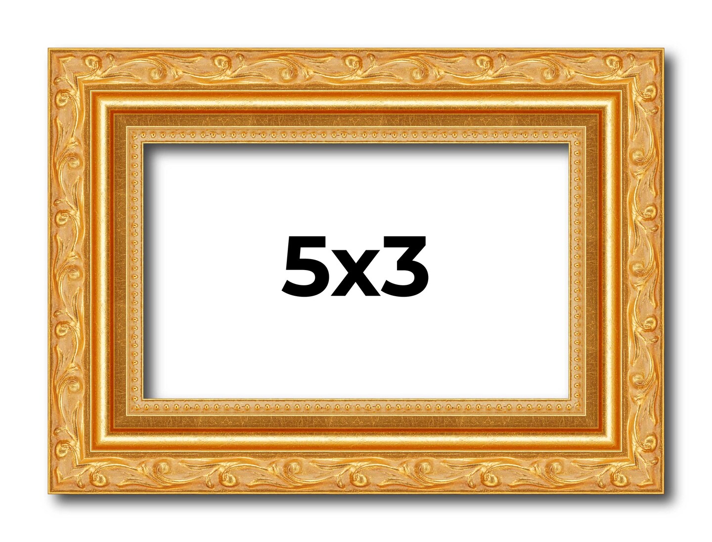 5x3 Solid Wood Antique Picture Frame with UV-Resistant Acrylic &#x26; Acid-Free Backing, Available in 4 Finishes: Bronze, Gold, Silver, and Gold with Black