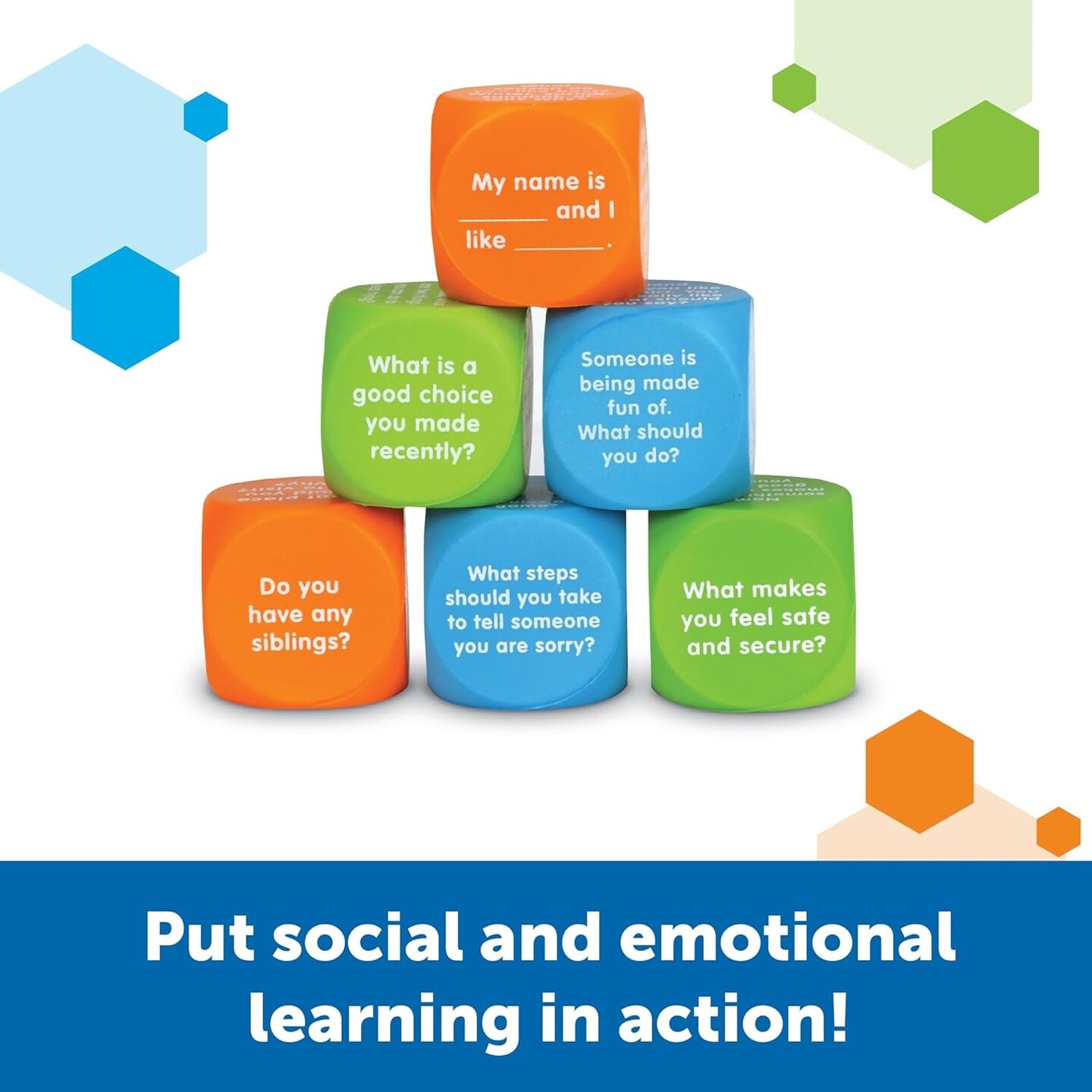 Let&#x27;S Talk! Cubes, 6 Cubes with 36 Prompts, Ages 5+,Conversation Cubes, SEL &#x26; Autism Therapy,Back to School Supplies,Teacher Supplies